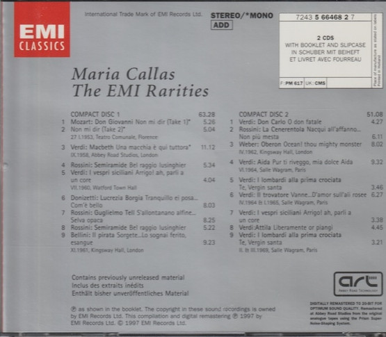 Maria Callas: The EMI Rarities 2CD (Käyt)