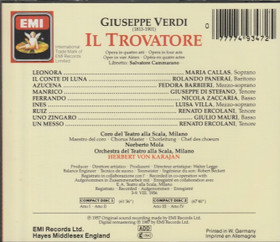 Verdi / Callas / Panerai / Von Karajan: Il Trovatore 2CD Box (Käyt)
