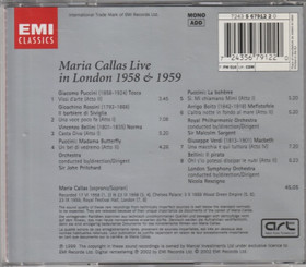 Maria Callas: Live In London 1958 And 1959 CD (Käyt)