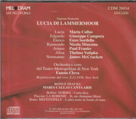 Donizetti / Callas / Campora / Cleva: Lucia di Lammermoor 2CD (Käyt)