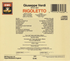 Verdi /  Maria Callas / Gobbi / Serafin: Rigoletto 2CD Box (Käyt)