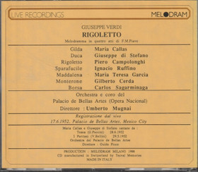 Verdi / Callas / di Stefano / Campolonghi / Mugnai: Rigoletto 2CD Käyt