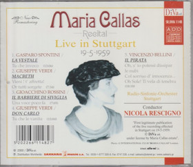 Maria Callas / Rescigno: Recital - Live in Stuttgart 19.5.1959 CD Käyt
