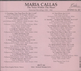 Maria Callas: The Voice Within The Heart CD (Käyt)