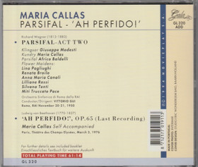 Callas / Wagner /Beethoven: Parsifal - Act Two / Ah Perfido! CD (Käyt)