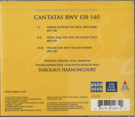 Bach / Nikolaus Harnoncourt: Cantatas BWV 138-140 CD (Käyt)
