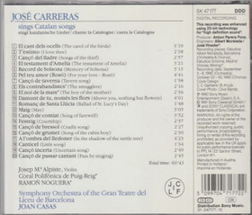 José Carreras / Joan Casas: Sings Catalan Songs CD (Käyt)