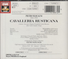 Mascagni / Gigli / Rasa / Simionato: Cavalleria Rusticana 2CD (Käyt)