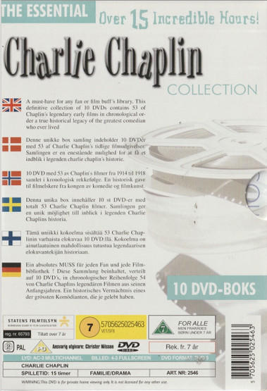 Charlie Chaplin Collection 10xDVD Box (Mint, 1 DVD-kotelo on avattu)
