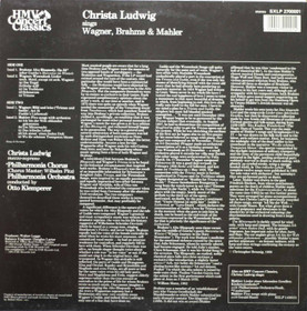 Christa Ludwig: Sings Wagner, Brahms, Mahler LP (Käyt)