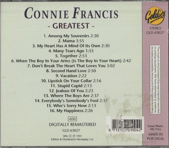 Connie Francis: Greatest CD (Käyt)