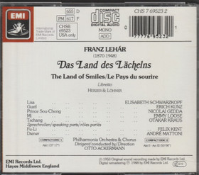 Lehár / Schwarzkopf / Gedda /Ackermann: Das Land Des Lächelns 2CD Käyt