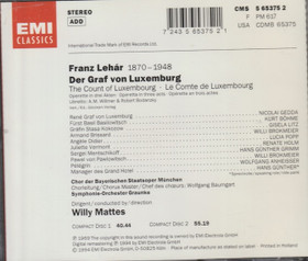 Franz Lehár: Der Graf Von Luxemburg 2CD (Käyt)