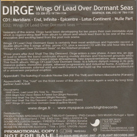 Dirge: Wings Of Lead Over Dormant Seas CD (Käyt)