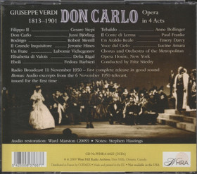 Verdi / Björling / Siepi / Merrill / Stiedry: Don Carlo 3CD (Käyt)