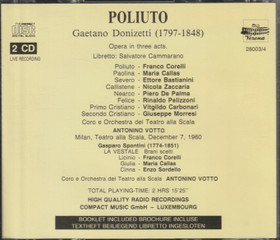 Donizetti / Maria Callas / Corelli /Antonino Votto: Poliuto 2CD (Käyt)