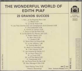 Edith Piaf: The Wonderful World Of Edith Piaf-23 Grands Succes CD Käyt