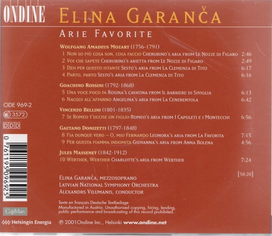 Elīna Garanča/ Alexandrs Vilumanis: Arie Favorite CD (Käyt)