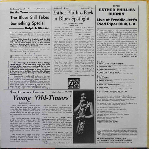 Esther Phillips: Burnin' (Live At Freddie Jett's Pied Piper, L.A.) LP