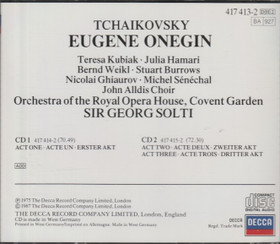 Tchaikovsky / Sir Georg Solti: Eugene Onegin 2CD Box (Käyt)