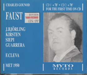 Gounod  / Björling / Kirsten / Siepi /Cleva: Faust (Met 1950) 2CD Käyt