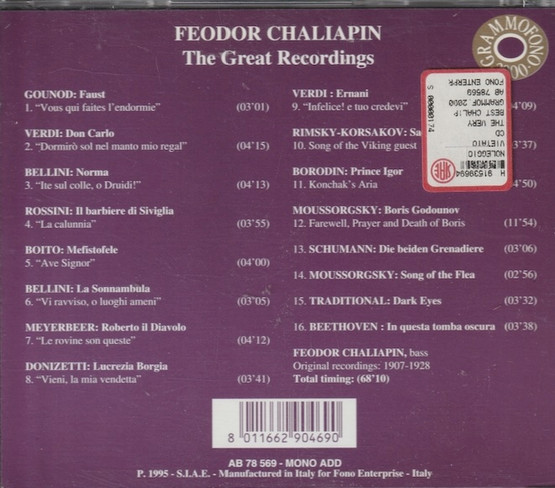 Feodor Chaliapin: The Great Recordings CD (Käyt)