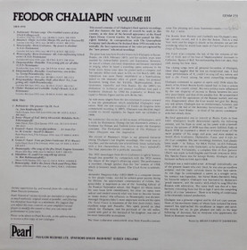Feodor Chaliapin: Volume III The London 1931 Recordings (Complete) LP