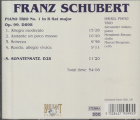 Franz Schubert: Piano Trio No. 1 - Sonatensatz D28. CD (Käyt)