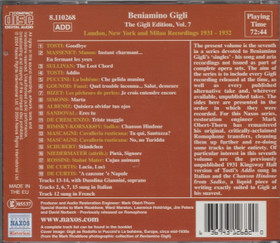 Beniamino Gigli: The Gigli Edition Vol.7 -Recordings 1931-1932 CD Käyt