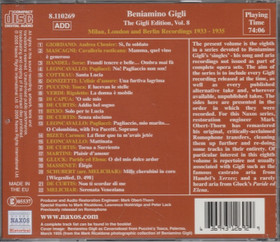 Beniamino Gigli: The Gigli Edition Vol. 8-Recordings 1933-1935 CD Käyt