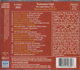 Beniamino Gigli: The Gigli Edition 1 - Milan Recordings 1918 - 1919 CD