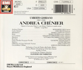 Giordano / Gigli / Oliviero De Fabritiis: Andrea Chénier 2CD (Käyt)