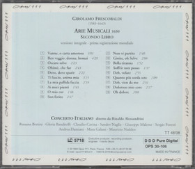 Frescobaldi, Concerto Italiano: Arie Musicali (Secondo Libro) CD Käyt