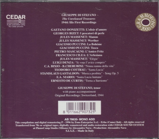 Giuseppe Di Stefano: His First Recorfinds CD (Käyt)