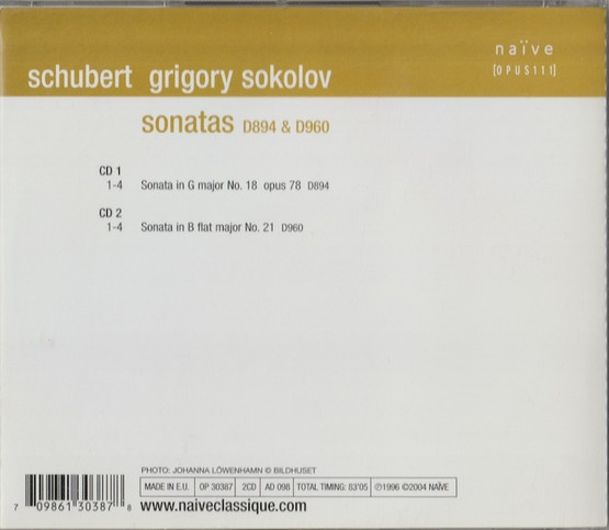 Schubert / Grigory Sokolov: Sonatas D 894 & 960. 2CD (Käyt)