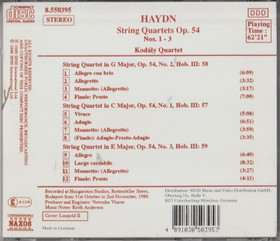 Haydn / Kodály Quartet: String Quartets Op. 54, Nos. 1 - 3. CD (Käyt)
