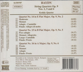 Haydn /Kodály Quartet: String Quartets Op. 9, Nos. 2, 5 and 6. CD Käyt