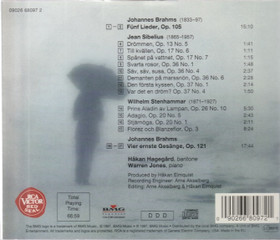 Hagegård / Jones: Songs of Brahms, Sibelius and Stenhammar CD (Käyt)
