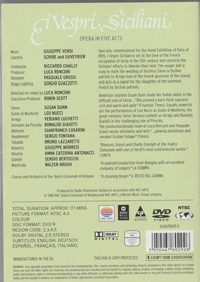 Verdi / Dunn / Nucci / Luchetti / Chailly: I Vespri Siciliani DVD Käyt