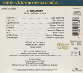 Verdi / Björling / Milanov / Barbieri / Cellini: Il Trovatore 2CD Käyt