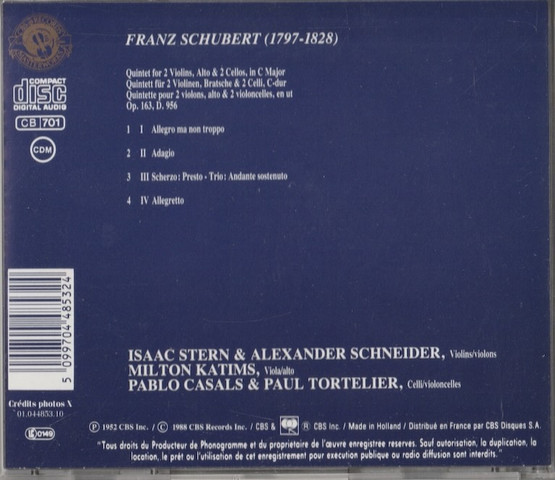 Schubert: Quintet Op. 163 D. 956 CD (Käyt)