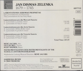 Jan Dismas Zelenka: Lamentationes Jeremiae Prophetae CD (Käyt)