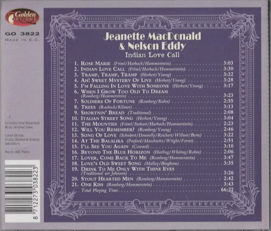 Jeanette MacDonald & Nelson Eddy: Indian Love Call CD (Käyt)