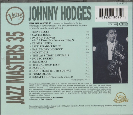 Johnny Hodges: Verve Jazz Masters 35 CD (Käyt)
