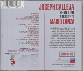 Joseph Calleja: Be My Love (A Tribute To Mario Lanza) CD (Käyt)