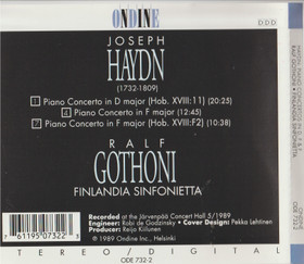 Haydn /Gothoni /Finlandia Sinfonietta: Piano Concertos In D, F & F. CD