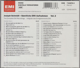 Joseph Schmidt: Sämtliche EMI-Aufnahmen Vol. 2. CD (Käyt)