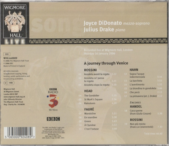 Joyce DiDonato / Julius Drake: Songs by Fauré, Hahn and Head CD (Käyt)