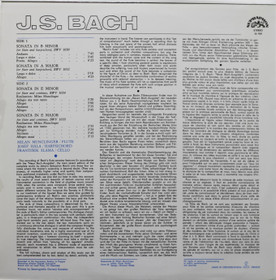 J.S. Bach / Munclinger / Hála / Sláma: Flute Sonatas LP (Käyt)