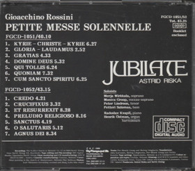 Rossini / Jubilate / Astrid Riska: Petite / Messe /Selennelle 2CD Käyt